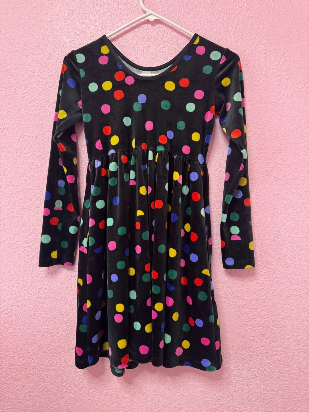 Hanna Andersson Velour Confetti Skater Dress – Girls Size 10 / 140